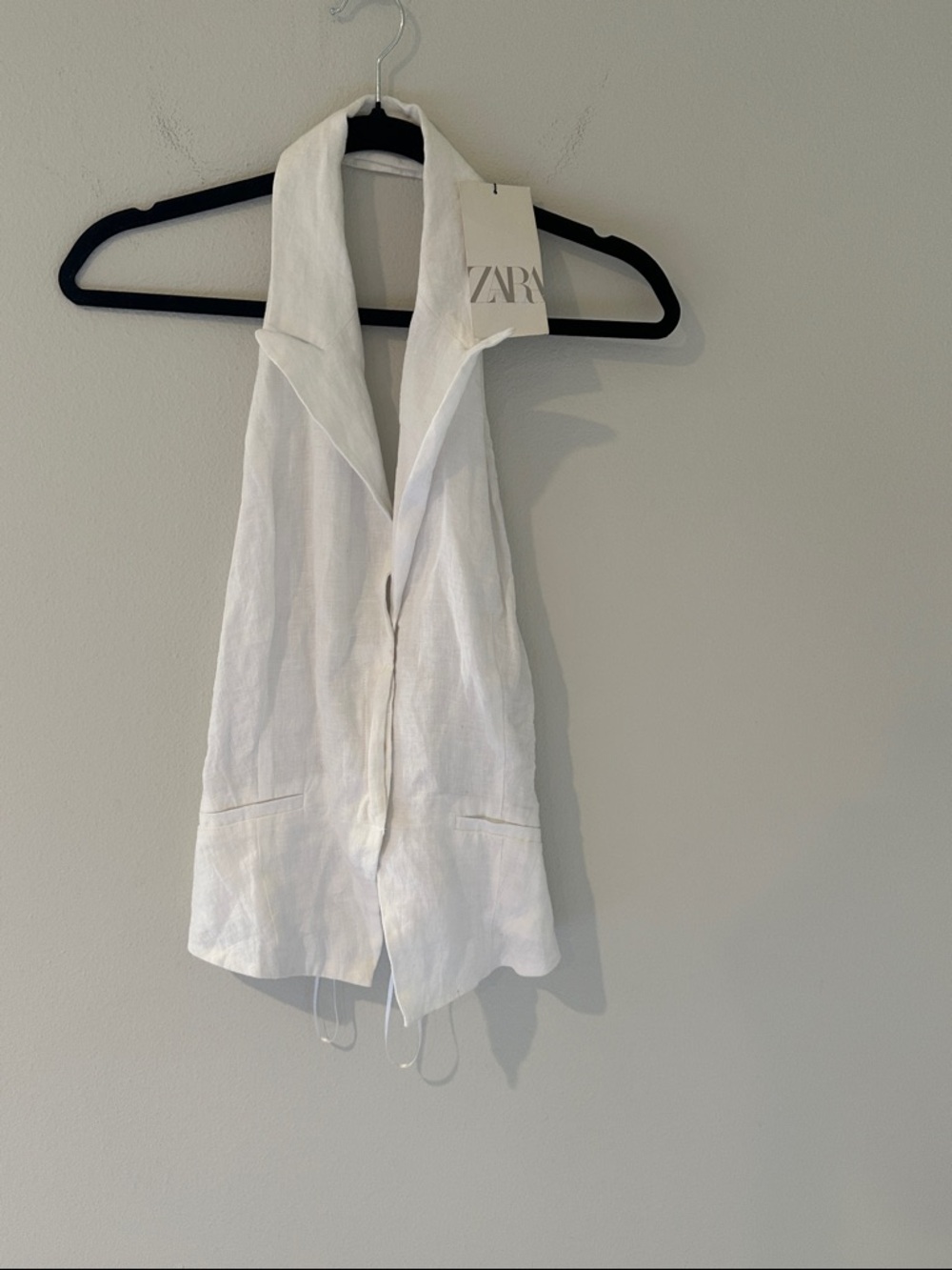 Zara White Sleeveless Linen Vest Size Small